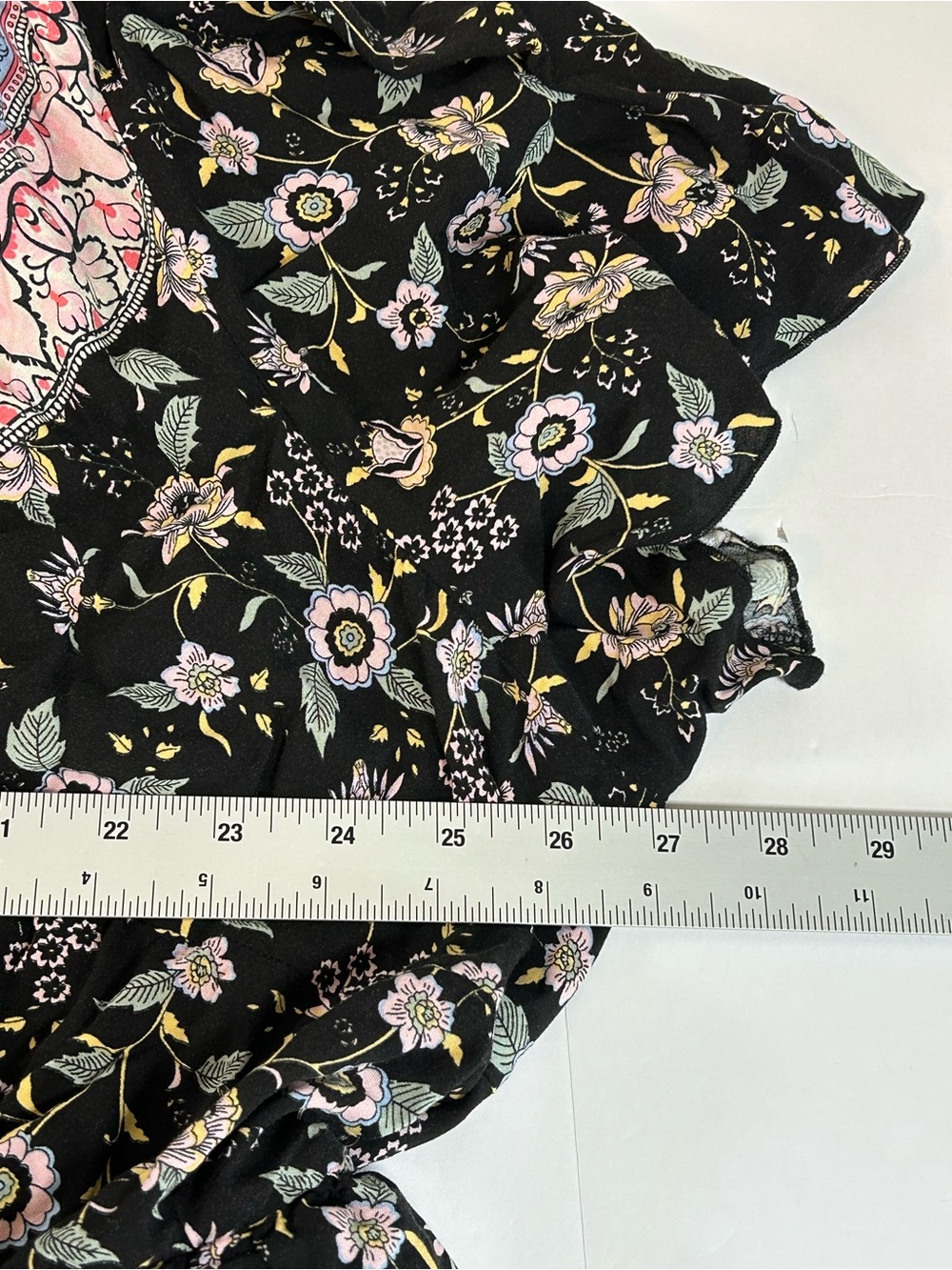 BloomChic Black Floral Print Maxi Dress with Pale Yellow & Soft Pink Blooms - Picture 8 of 9